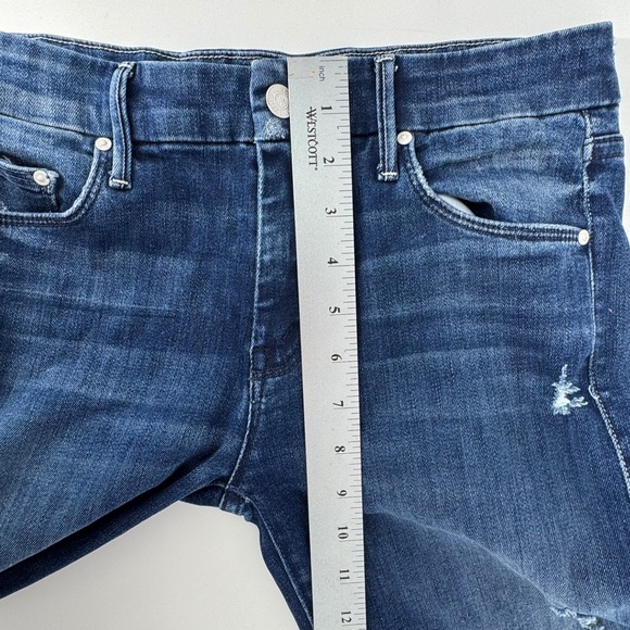 Mother The Looker Skinny Jeans Women 27 Dark Blue Distressed Denim Made in USA - Picture 5 of 11